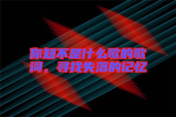 你知不是什么歌的歌詞,尋找失落的記憶