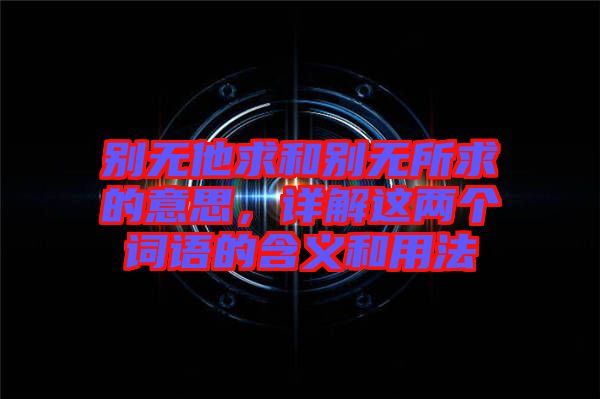 別無他求和別無所求的意思,詳解這兩個詞語的含義和用法