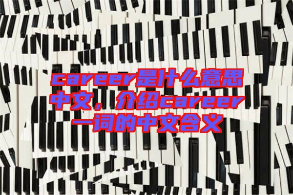 career是什么意思中文,介紹career一詞的中文含義