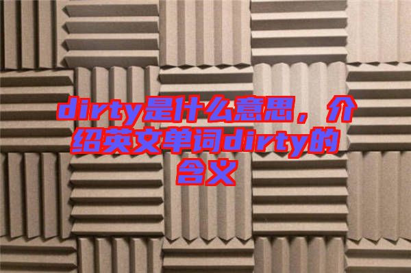 dirty是什么意思,介紹英文單詞dirty的含義