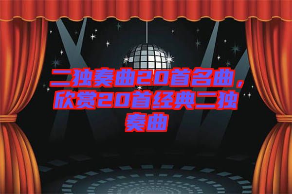 二獨奏曲20首名曲,欣賞20首經典二獨奏曲