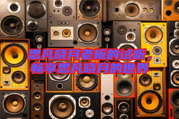 思凡曉月老板的試聽，暢享思凡曉月的世界