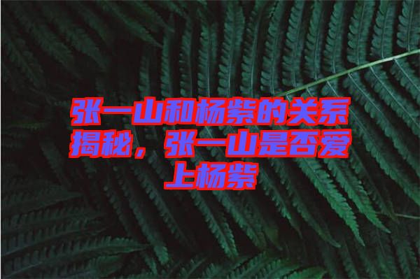 張一山和楊紫的關系揭秘,張一山是否愛上楊紫