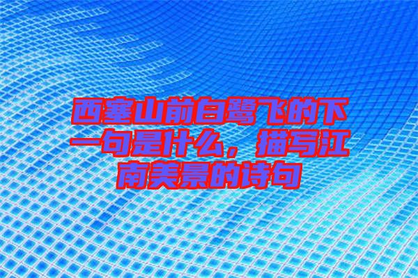西塞山前白鷺飛的下一句是什么,描寫(xiě)江南美景的詩(shī)句