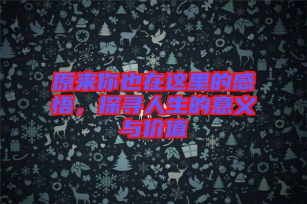 原來你也在這里的感悟,探尋人生的意義與價值