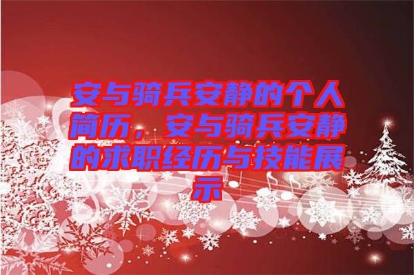 安與騎兵安靜的個人簡歷,安與騎兵安靜的求職經(jīng)歷與技能展示