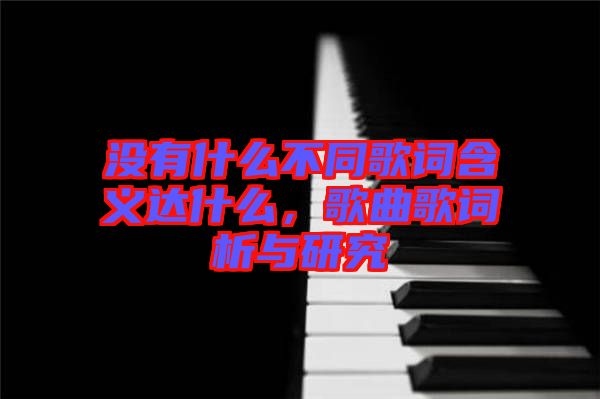 沒有什么不同歌詞含義達什么,歌曲歌詞析與研究