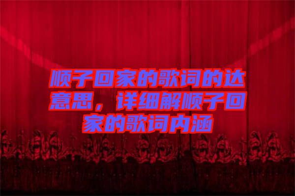 順子回家的歌詞的達意思,詳細解順子回家的歌詞內涵