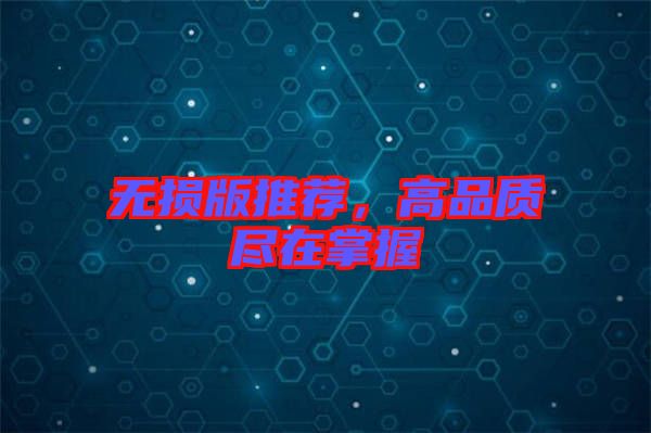 無損版推薦,高品質盡在掌握