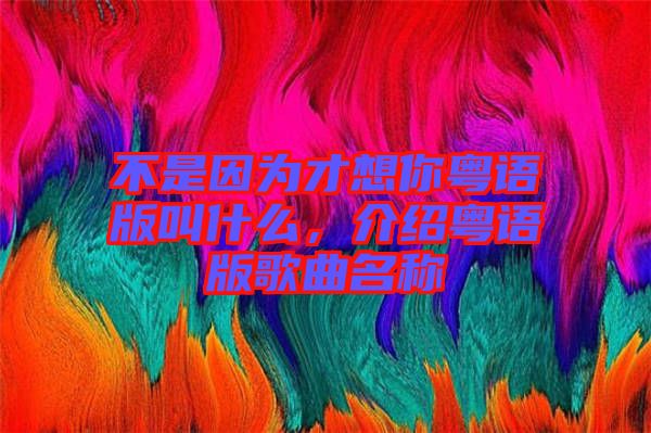 不是因?yàn)椴畔肽慊浾Z(yǔ)版叫什么,介紹粵語(yǔ)版歌曲名稱