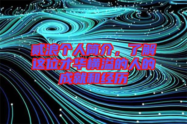 貳浪個人簡介,了解這位才華橫溢的人的成就和經歷