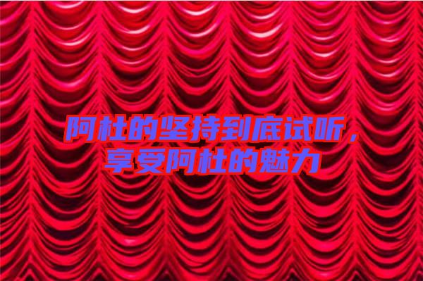 阿杜的堅(jiān)持到底試聽,享受阿杜的魅力