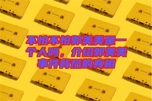 不怕不怕郭美美是一個人嗎,介紹郭美美事件背后的真相