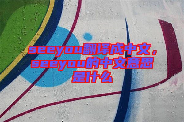 seeyou翻譯成中文,seeyou的中文意思是什么