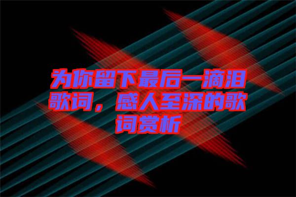 為你留下最后一滴淚歌詞,感人至深的歌詞賞析