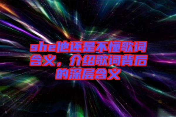 she他還是不懂歌詞含義,介紹歌詞背后的深層含義