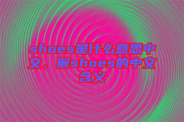 shoes是什么意思中文,解shoes的中文含義