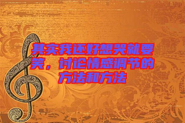 其實(shí)我還好想哭就要笑,討論情感調(diào)節(jié)的方法和方法