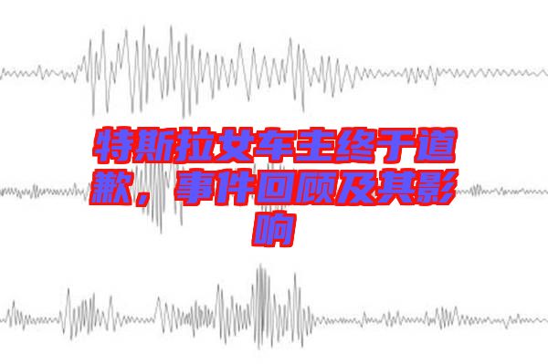 特斯拉女車主終于道歉，事件回顧及其影響
