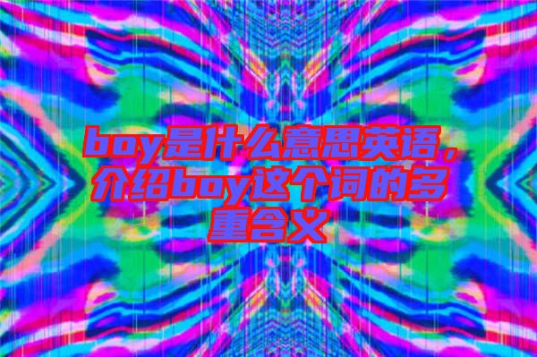 boy是什么意思英語,介紹boy這個詞的多重含義