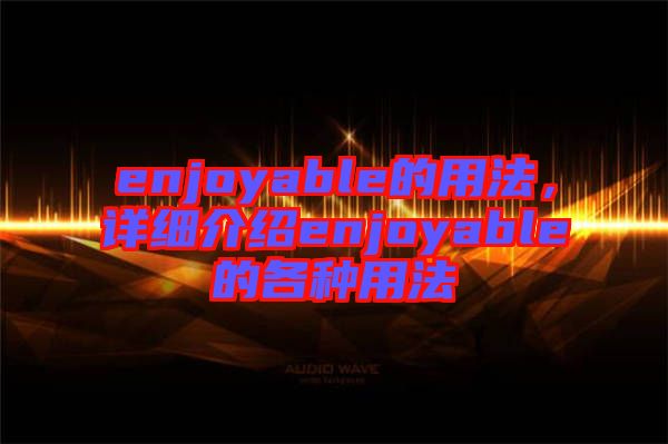 enjoyable的用法,詳細介紹enjoyable的各種用法