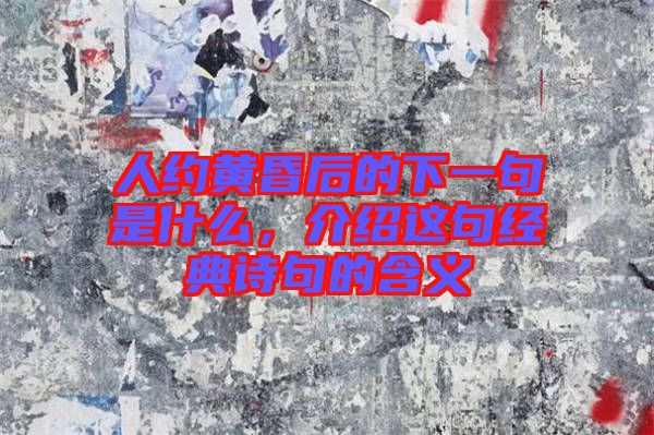 人約黃昏后的下一句是什么,介紹這句經(jīng)典詩句的含義