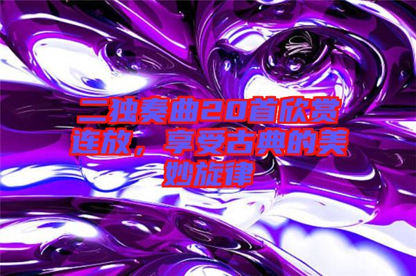 二獨奏曲20首欣賞連放,享受古典的美妙旋律