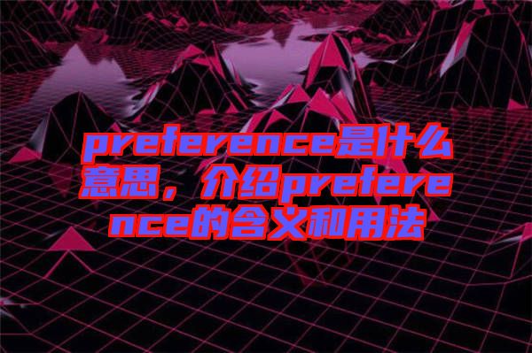 preference是什么意思,介紹preference的含義和用法