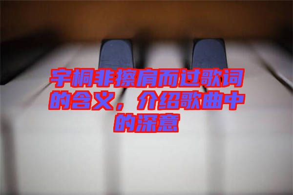宇桐非擦肩而過(guò)歌詞的含義,介紹歌曲中的深意