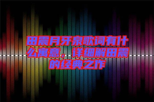 田震月牙泉歌詞有什么寓意,詳細解田震的經(jīng)典之作