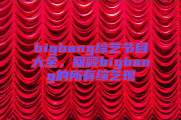 bigbang綜藝節(jié)目大全,回顧bigbang的所有綜藝現(xiàn)