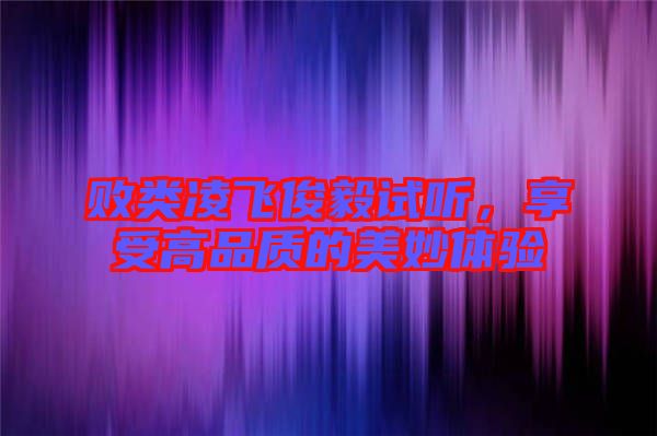 敗類凌飛俊毅試聽,享受高品質的美妙體驗