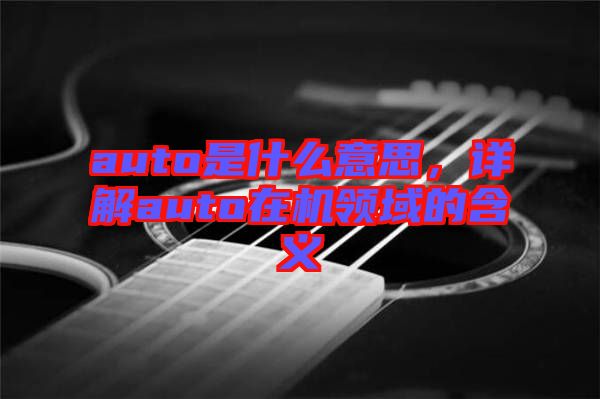 auto是什么意思,詳解auto在機領域的含義