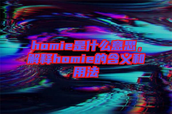 homie是什么意思,解釋homie的含義和用法