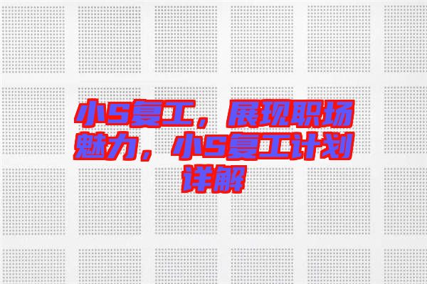 小S復工，展現職場魅力，小S復工計劃詳解