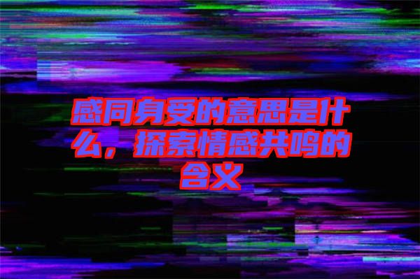 感同身受的意思是什么，探索情感共鳴的含義