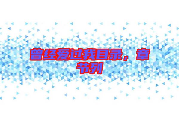 曾經(jīng)愛過我目錄,章節(jié)列