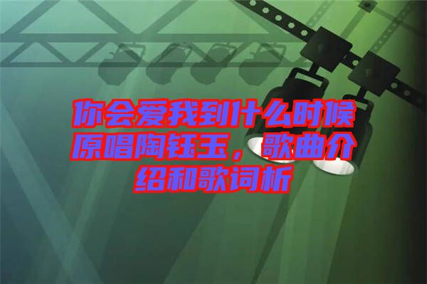 你會愛我到什么時候原唱陶鈺玉，歌曲介紹和歌詞析