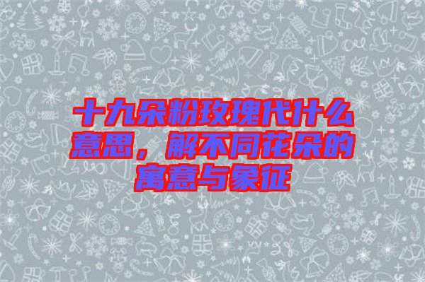 十九朵粉玫瑰代什么意思，解不同花朵的寓意與象征