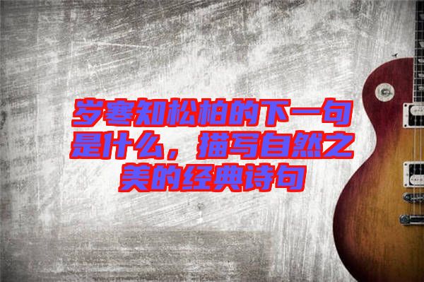 歲寒知松柏的下一句是什么,描寫自然之美的經典詩句