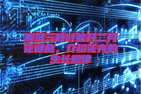 解落三秋葉能開二月花謎底,介紹花卉的生長規律