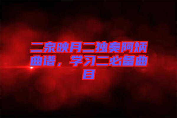 二泉映月二獨奏阿炳曲譜,學習二必備曲目