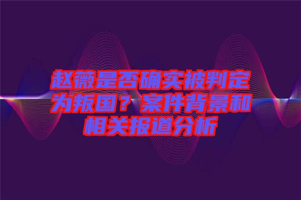 趙薇是否確實被判定為叛國?案件背景和相關(guān)報道分析