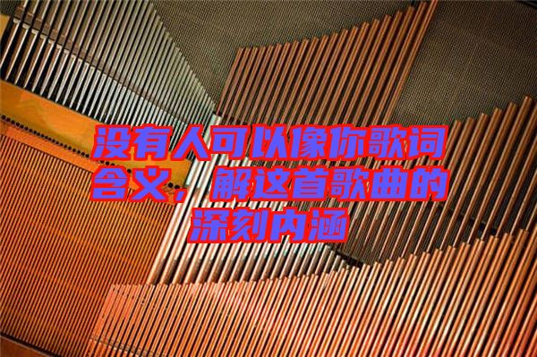 沒有人可以像你歌詞含義,解這首歌曲的深刻內(nèi)涵