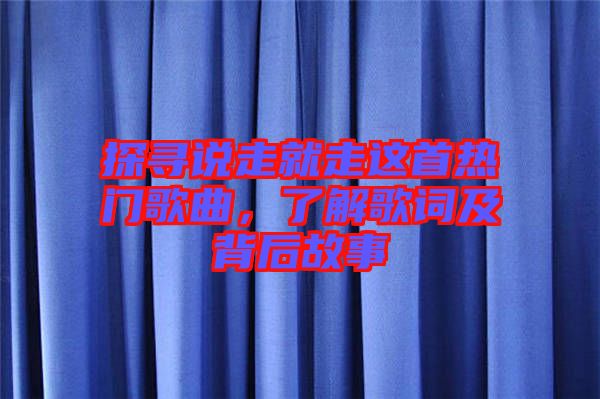 探尋說走就走這首熱門歌曲,了解歌詞及背后故事