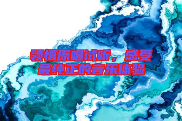 領(lǐng)悟原唱試聽,感受最純正的音樂體驗(yàn)