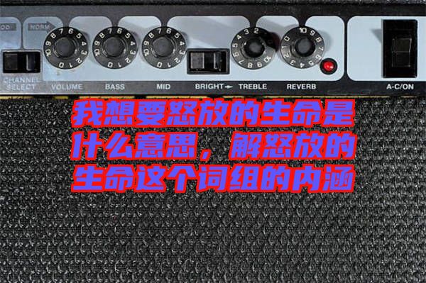 我想要怒放的生命是什么意思,解怒放的生命這個詞組的內(nèi)涵