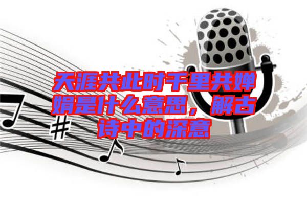 天涯共此時千里共嬋娟是什么意思,解古詩中的深意