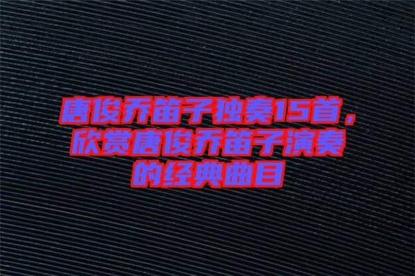 唐俊喬笛子獨(dú)奏15首,欣賞唐俊喬笛子演奏的經(jīng)典曲目