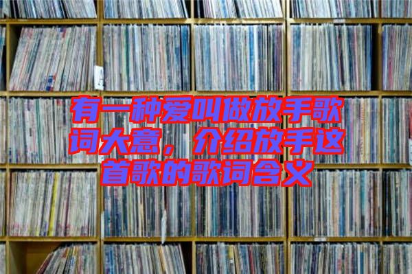 有一種愛(ài)叫做放手歌詞大意,介紹放手這首歌的歌詞含義